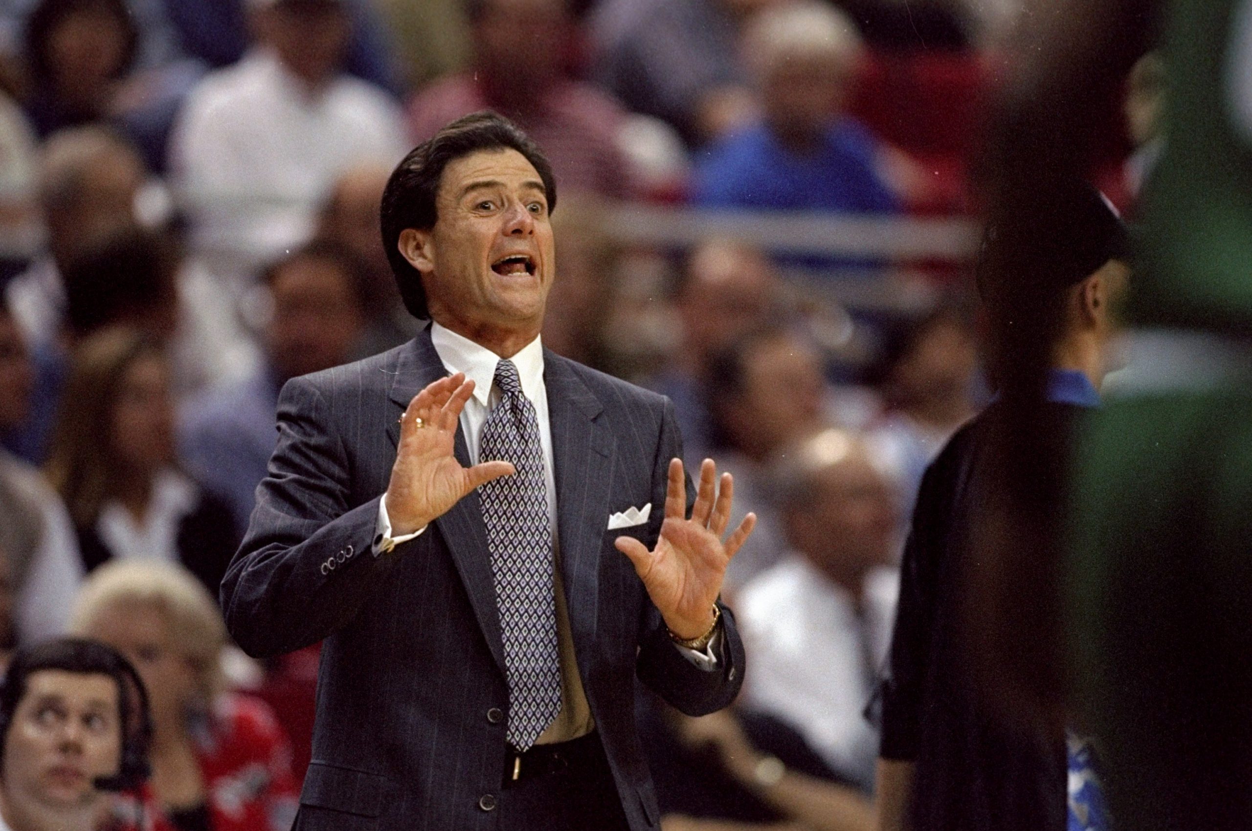 Head coach Rick Pitino of the Boston Celtics looks on during a game against the Orlando Magic.