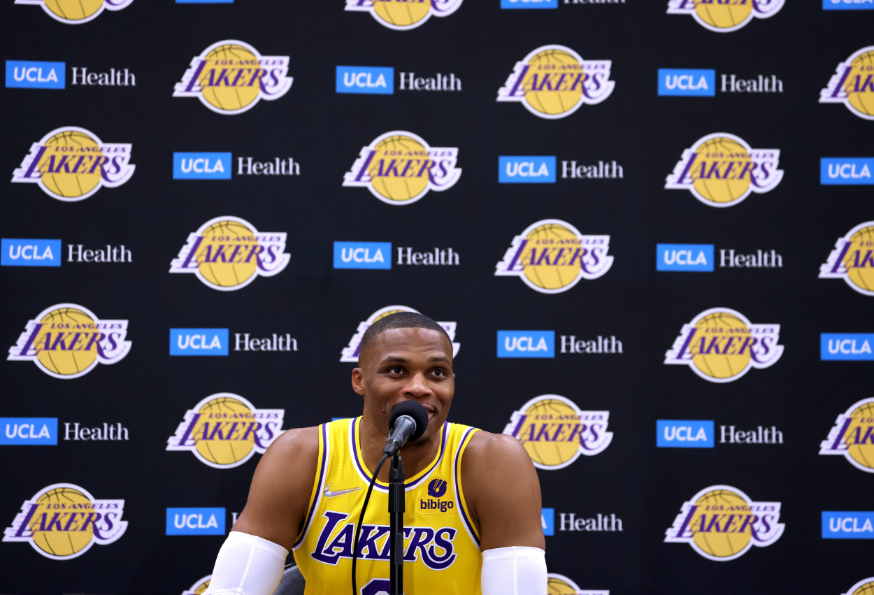 Los Angeles Lakers star Russell Westbrook, who threw shade at the Clippers.