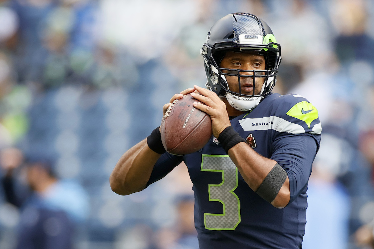 Russell Wilson #3 of the Seattle Seahawks, who is vaccinated