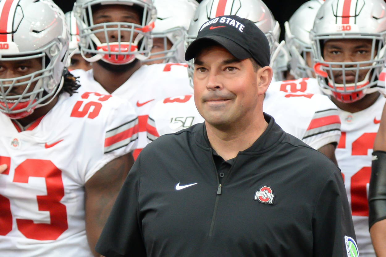Ohio State Buckeyes football coach Ryan Day in 2019 before a game against Nebraska.