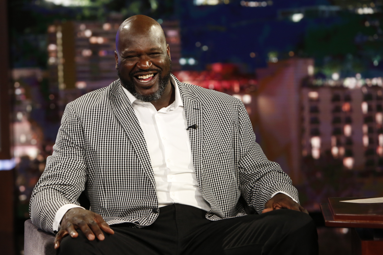 Shaquille O'Neal on 'Jimmy Kimmel Live!' in 2019. Shaq is one of the biggest stars in NBA history but doesn't want to be called a celebrity.