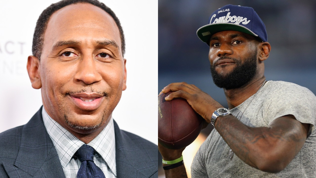 ESPN personality Stephen A. Smith and NBA superstar LeBron James, who was also a talented high school football player.