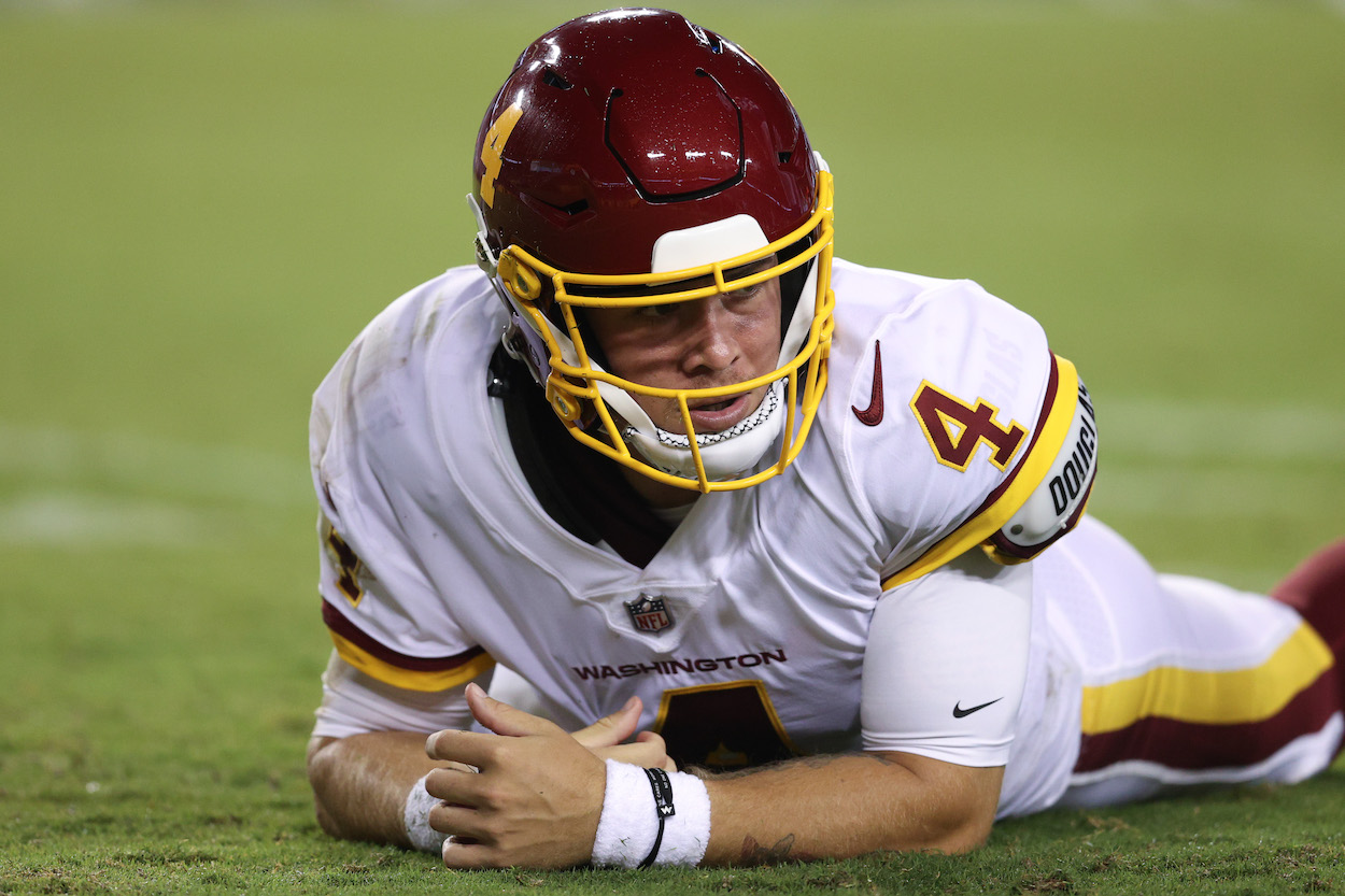 Taylor Heinicke playing for the Washington Football Team, Robert Griffin III's former team.