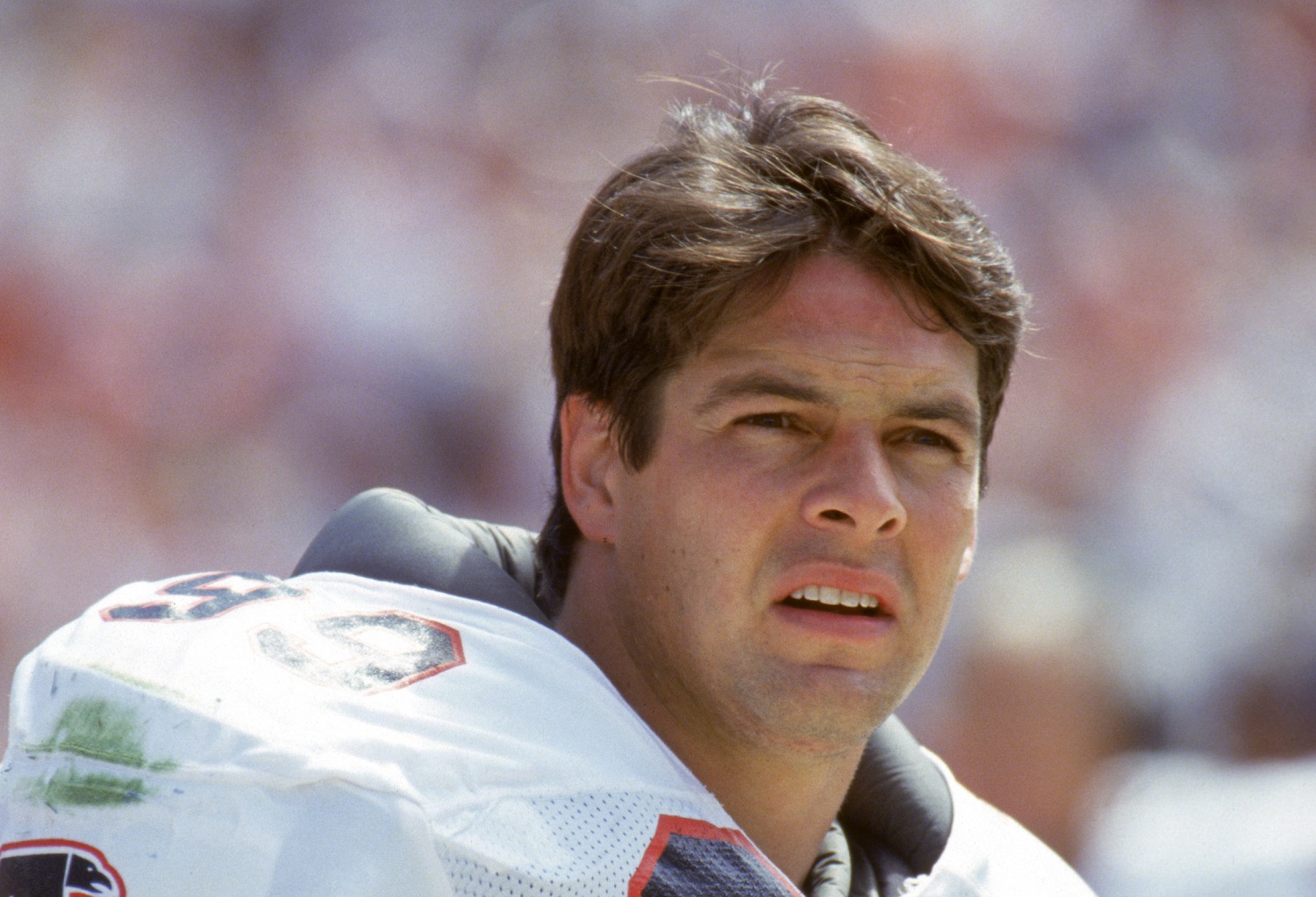 Defensive end Tim Green looks on as he stand on the sidelines during a game against the San Francisco 49ers at Candlestick Park on Sept. 19, 1993.