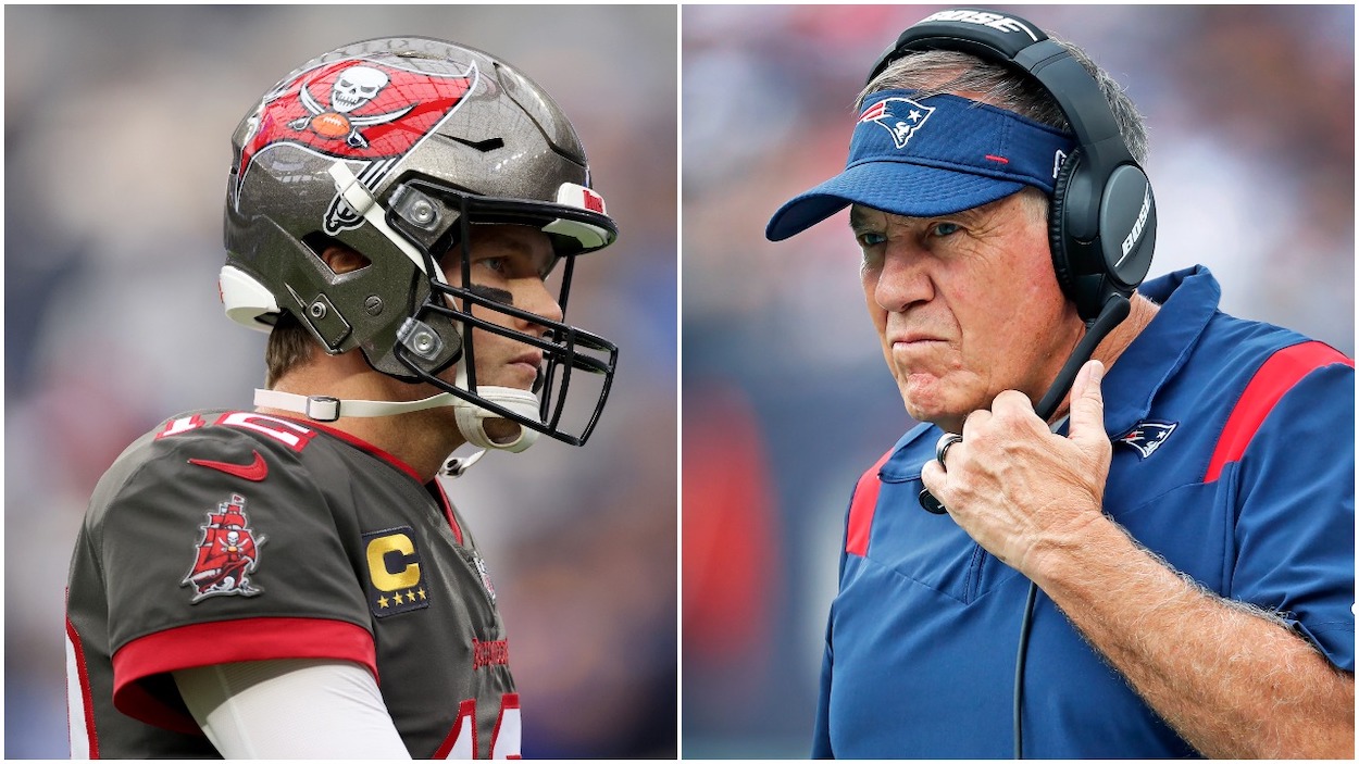 In the game of the week for NFL Week 4, Tampa Bay Buccaneers QB Tom Brady (L) visits his old stomping ground in New England and his former New England Patriots head coach Bill Belichick (R)