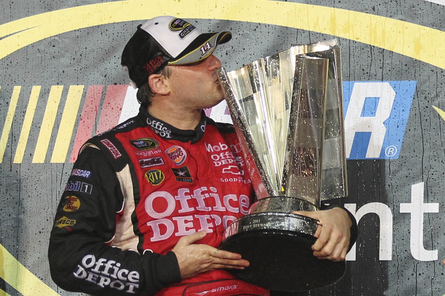 Tony Stewart, wins the Ford 400 and the NASCAR Sprint Cup Series, title on Nov. 20, 2011, in Homestead, Florida.
