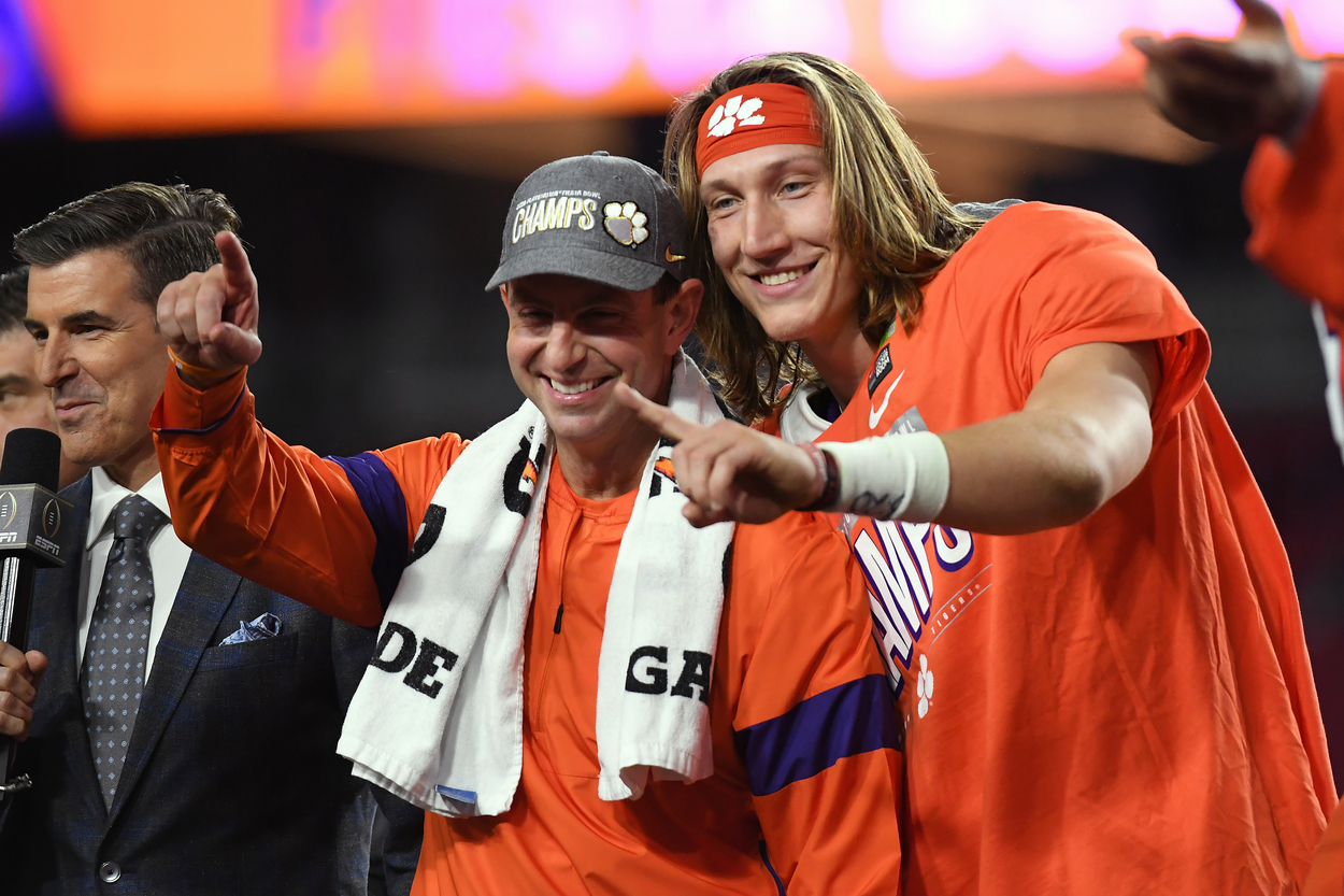 Could former Clemson head coach Trevor Lawrence (hat) rejoin quarterback Trevor Lawrence on the Jacksonville Jaguars.