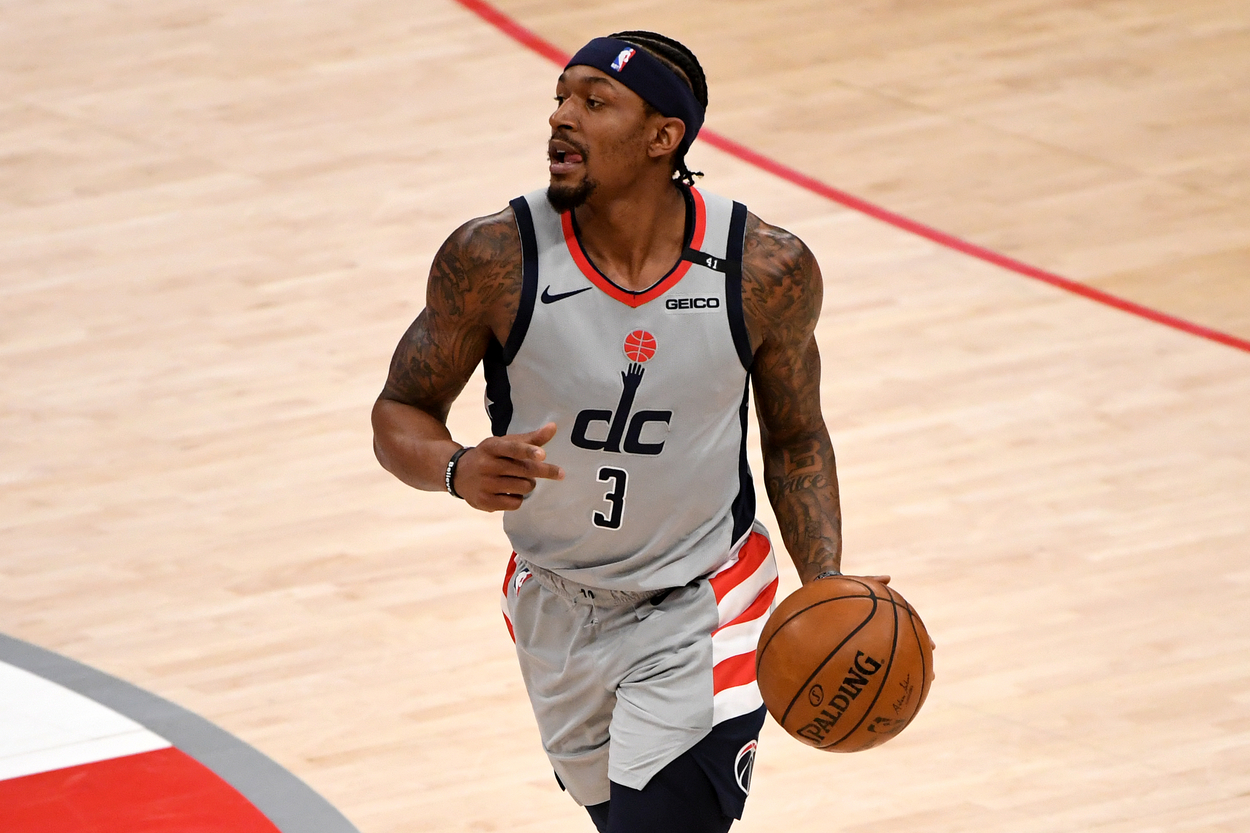 Washington Wizards guard Bradley Beal dribbling.