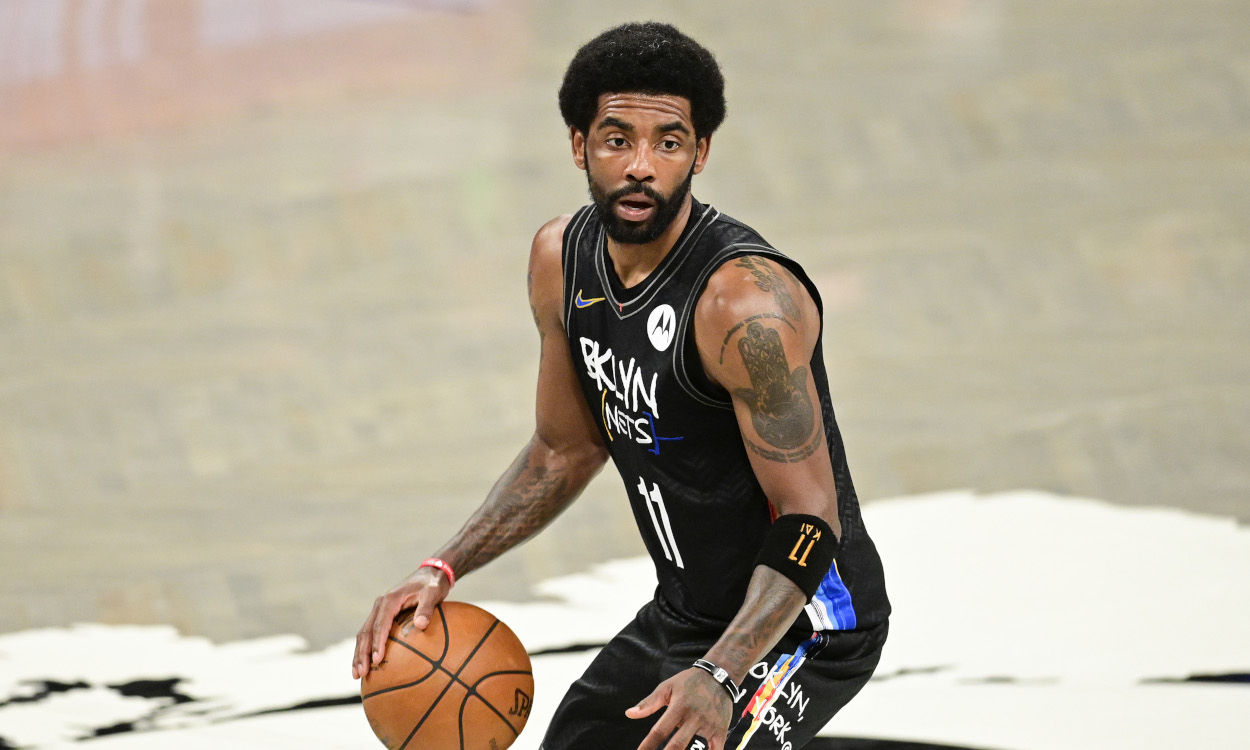 Kyrie Irving of the Brooklyn Nets dodged questions about his COVID-19 vaccination status during a remote interview on media day