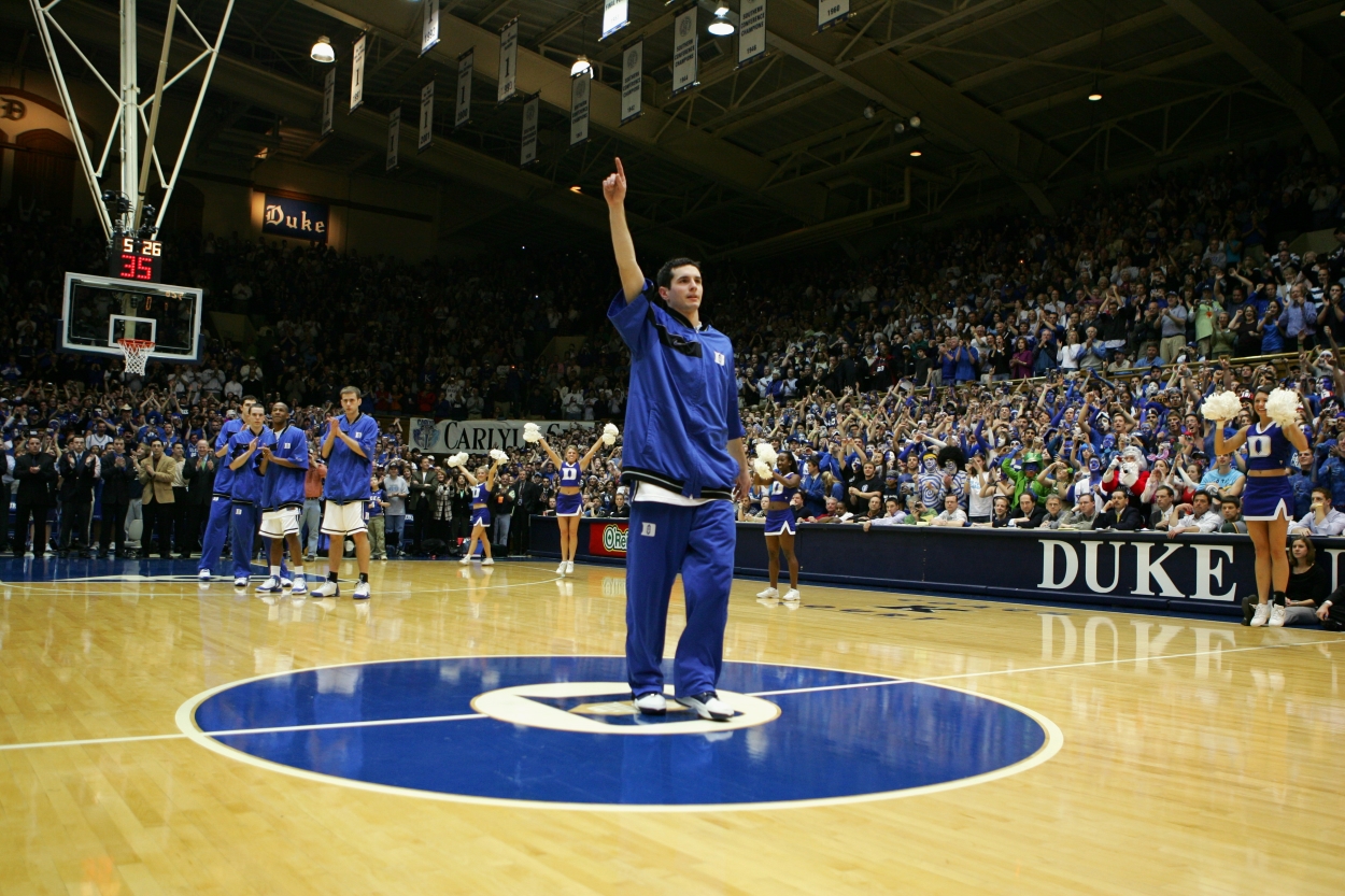 Duke's JJ Redick waves to the crowd before a game.