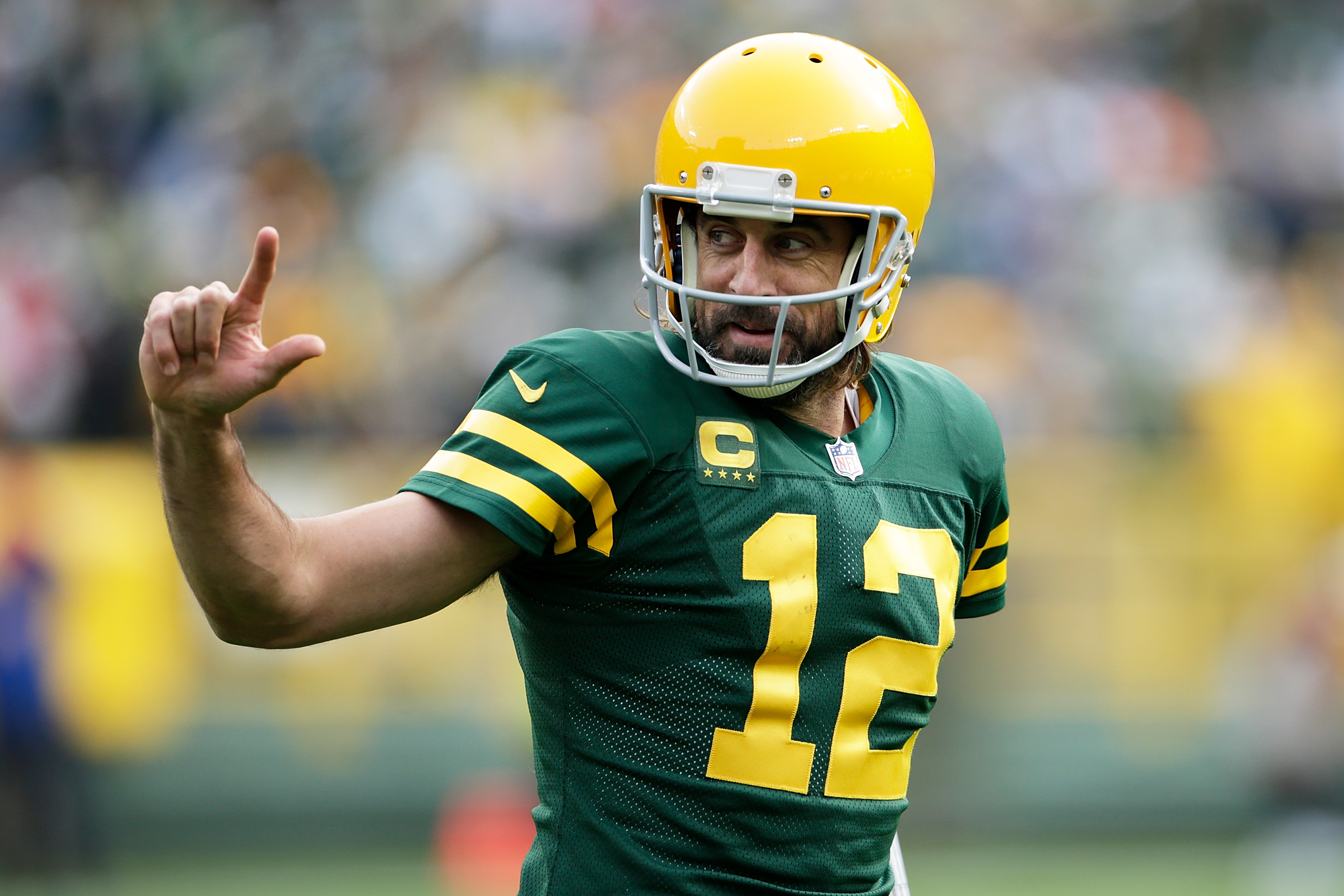 Packers quarterback Aaron Rodgers in action against the Washington Football Team