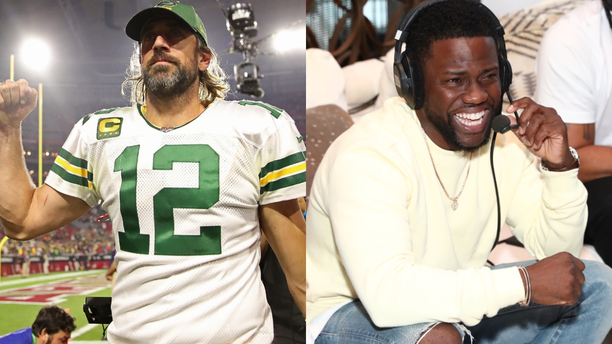 Green Bay Packers quarterback Aaron Rodgers and comedian Kevin Hart.
