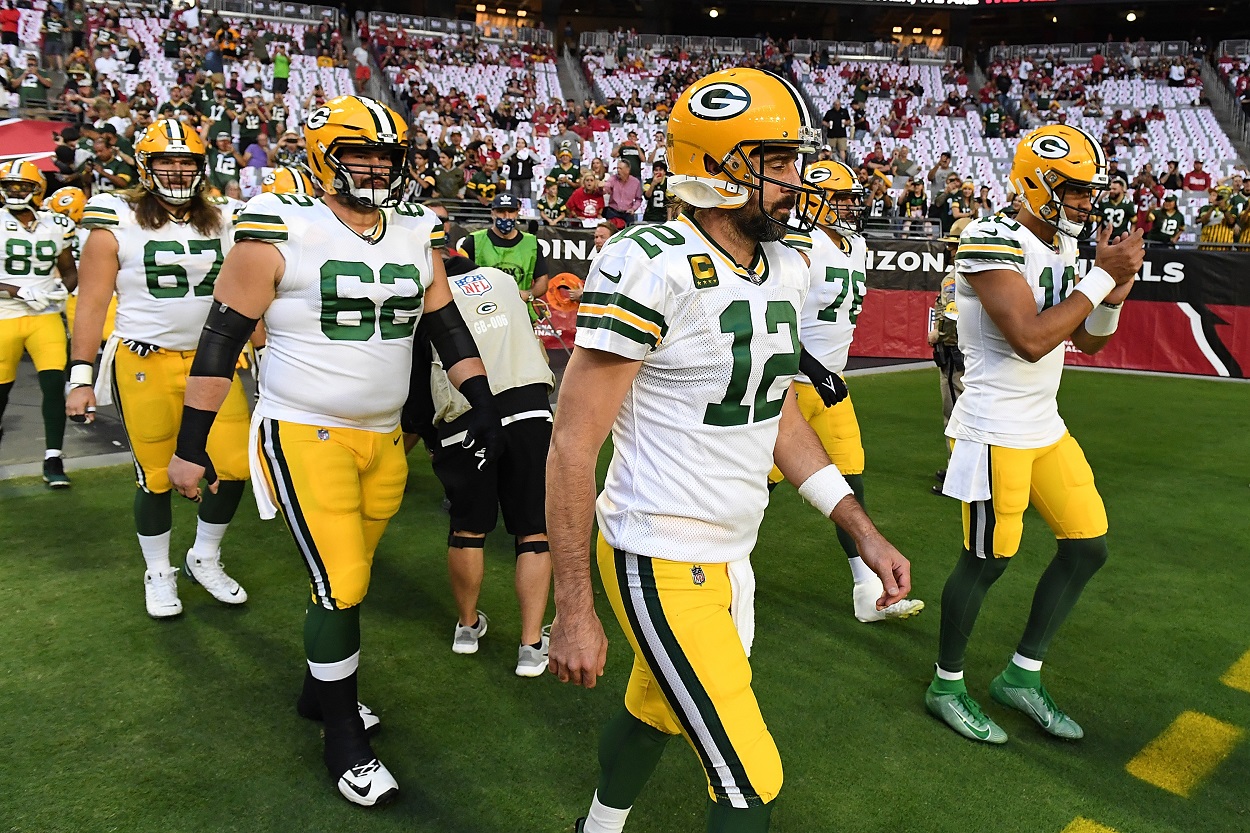 Aaron Rodgers and his teammates on the Green Bay Packers