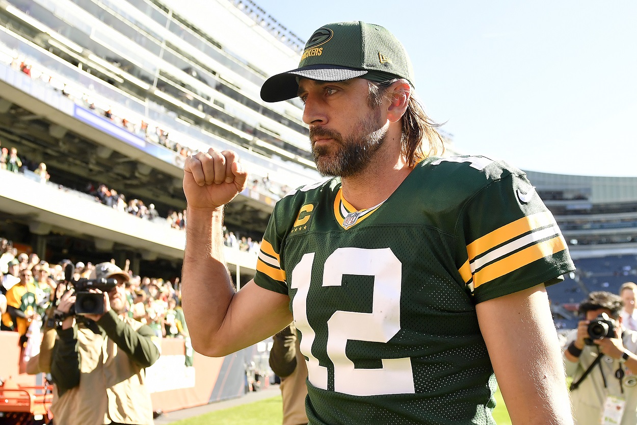 Aaron Rodgers after a win against the Chicago Bears