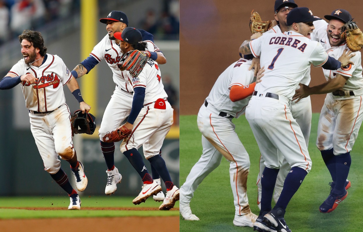 The Atlanta Braves (L) and Houston Astros will face off in the 2021 World Series.