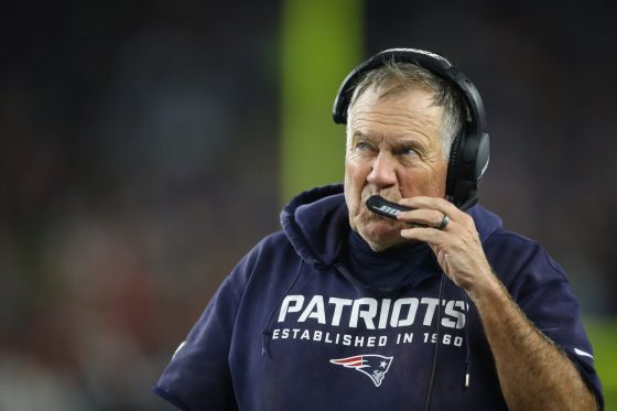 Head coach Bill Belichick of the New England Patriots looks on against the Tampa Bay Buccaneers.