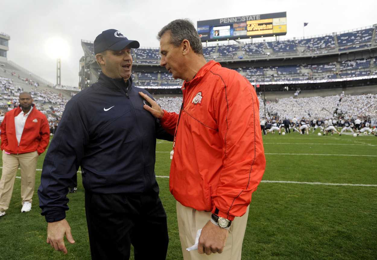 Penn State head coach Bill O'Brien (L) and Ohio State head coach Urban Meyer in 2012. Could O'Brien replace Meyer on the Jaguars?