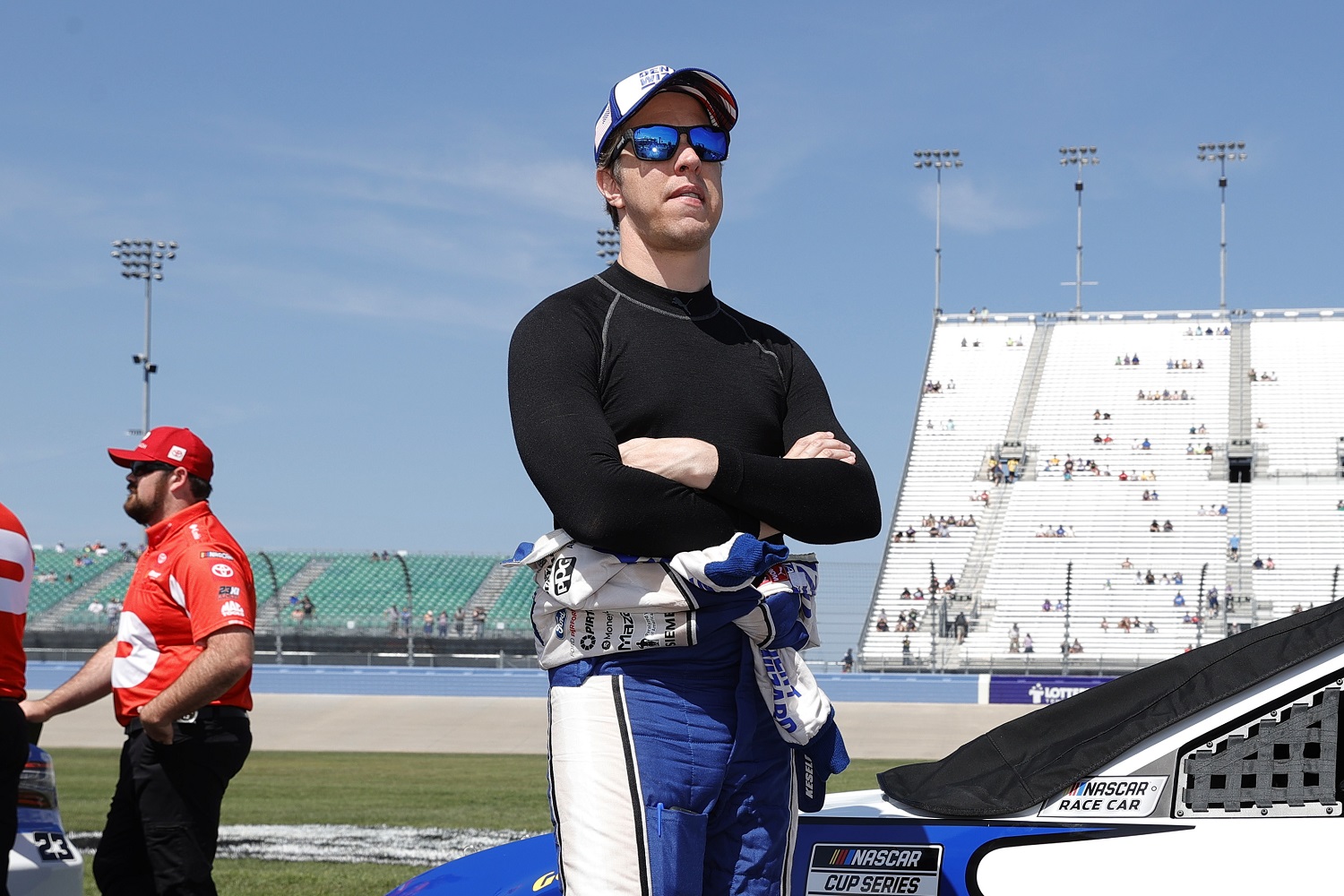 Brad Keselowski waits on the grid during qualifying for the NASCAR Cup Series Ally 400 at Nashville Superspeedway on June 20, 2021.