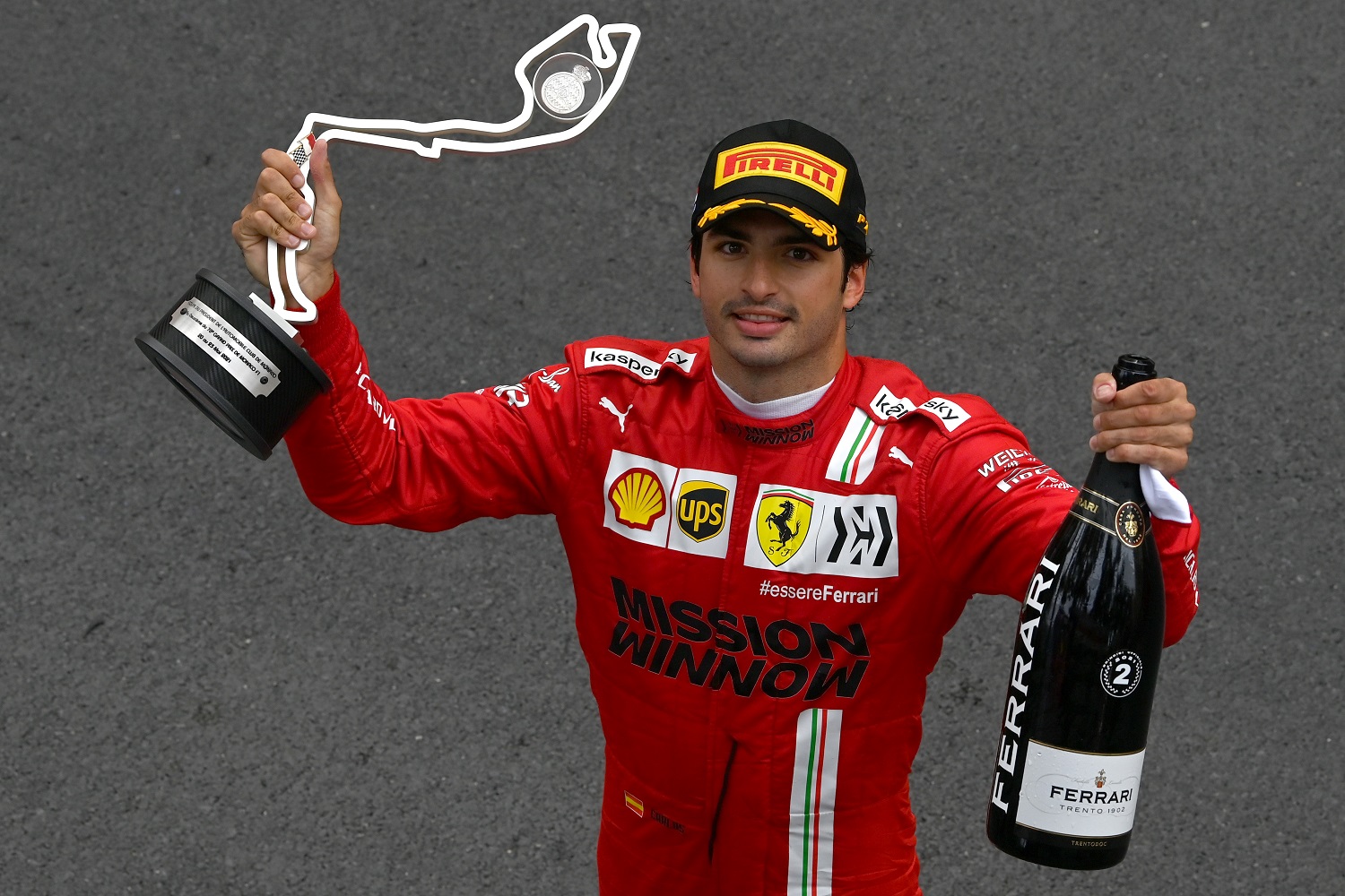 Carlos Sainz Jr. poses after the podium ceremony during the Formula 1 Grand Prix of Monaco at Circuit de Monaco on May 23, 2021. | Pascal Le Segretain/WireImage for Getty Images