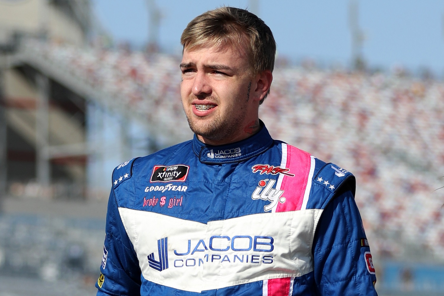 Carson Ware walks the grid prior to the NASCAR Xfinity Series Alsco Uniforms 302 at Las Vegas Motor Speedway on Sept. 25, 2021.