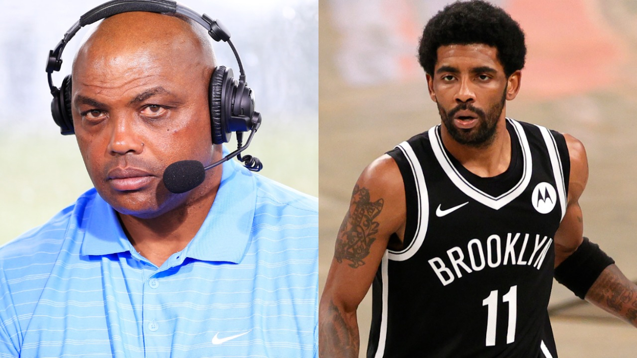 NBA legend and TNT commentator Charles Barkley and Brooklyn Nets star Kyrie Irving.