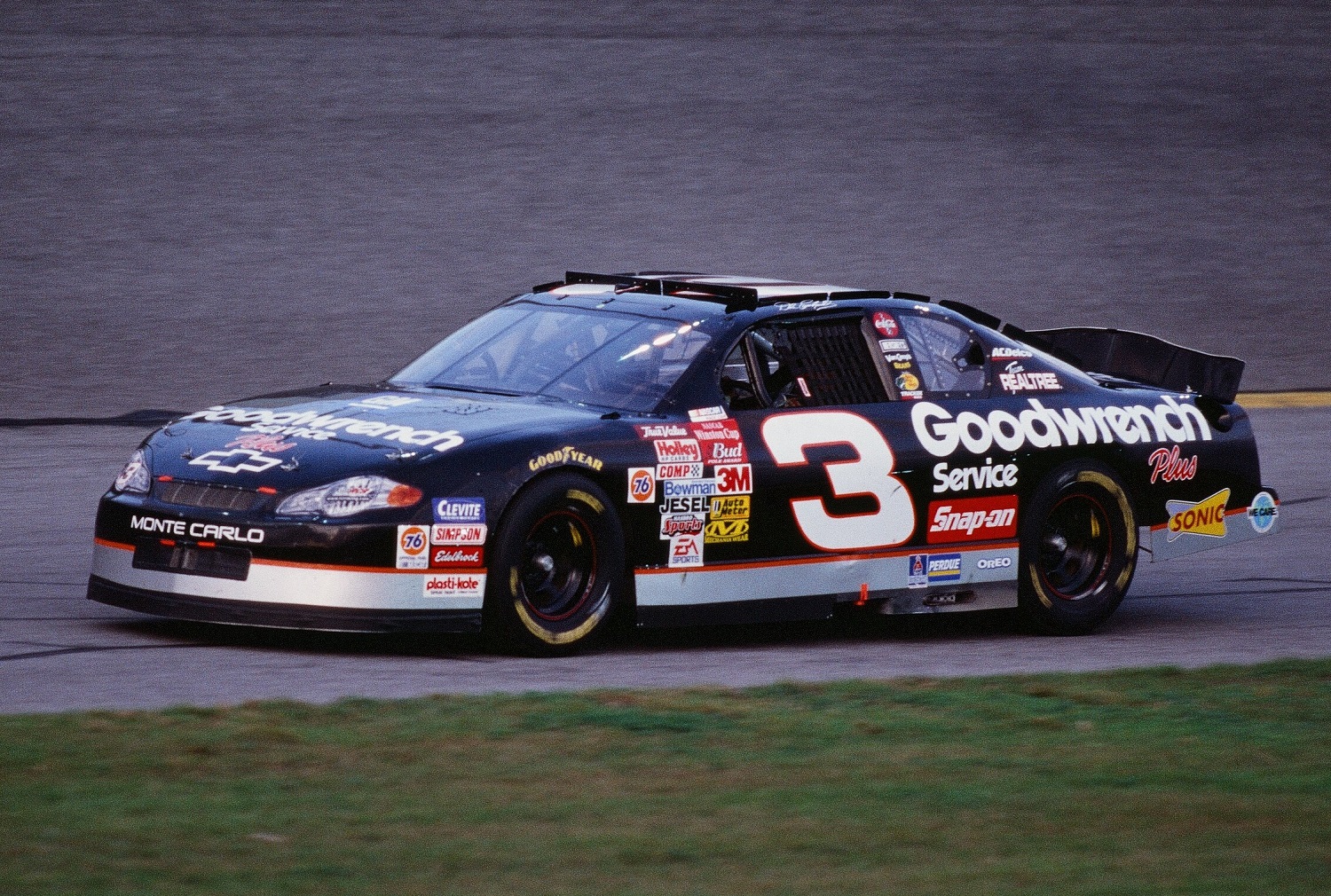 Dale Earnhardt drives his No. 3 Chevrolet during practice for the Daytona 500 | Getty Images