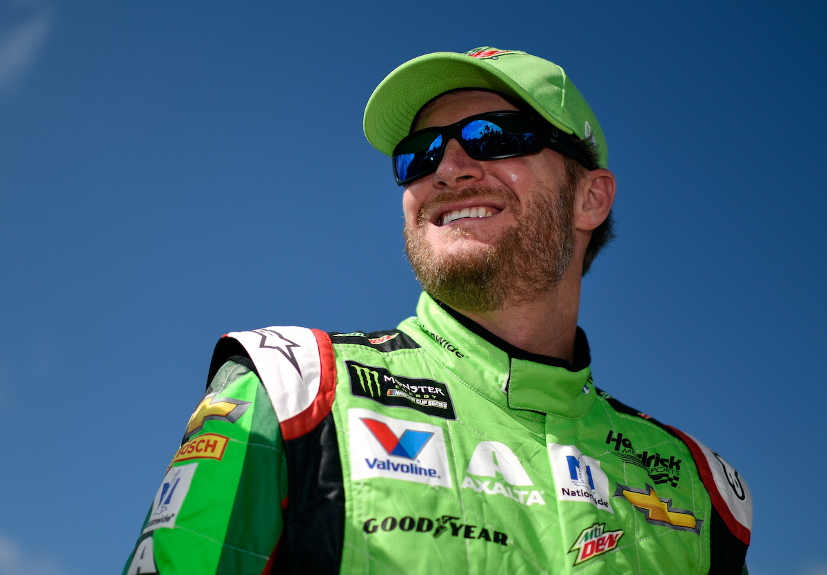 Dale Earnhardt Jr., driver of the #88 Mountain Dew Chevrolet, prepares to drive during the Monster Energy NASCAR Cup Series Alabama 500 at Talladega Superspeedway on October 15, 2017, in Talladega, Alabama