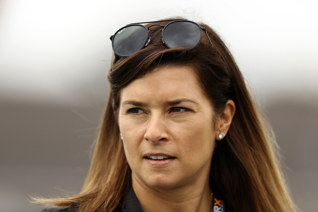 CBS driver analyst,Danica Patrick looks on during practice.