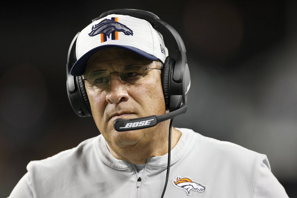 Denver Broncos head coach Vic Fangio watches a game