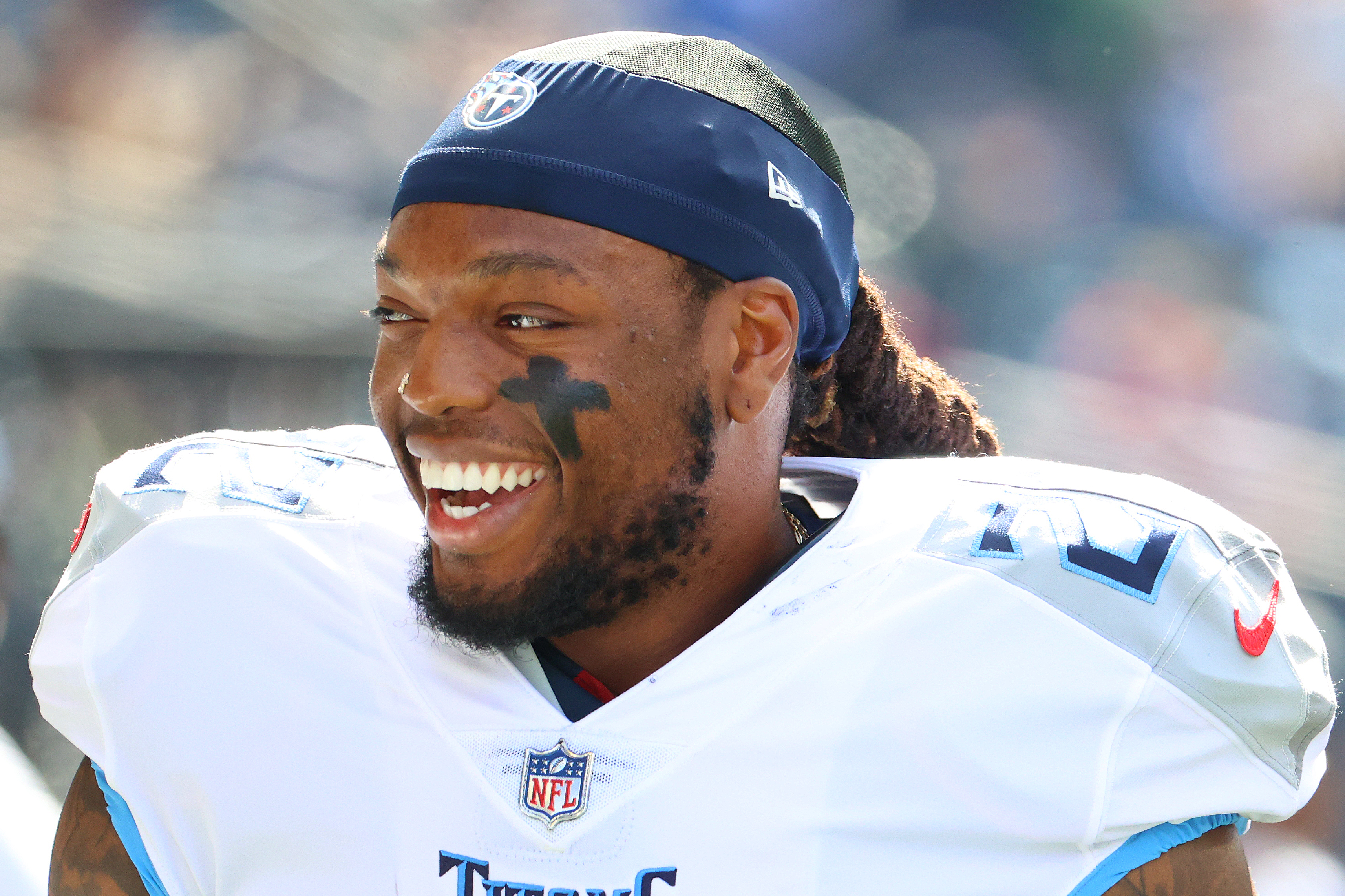 Titans running back Henry reacts during NFL game
