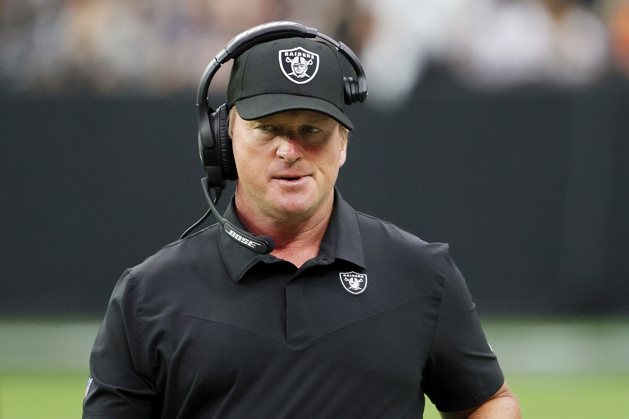 Jon Gruden of the Las Vegas Raiders in his final game before resigning