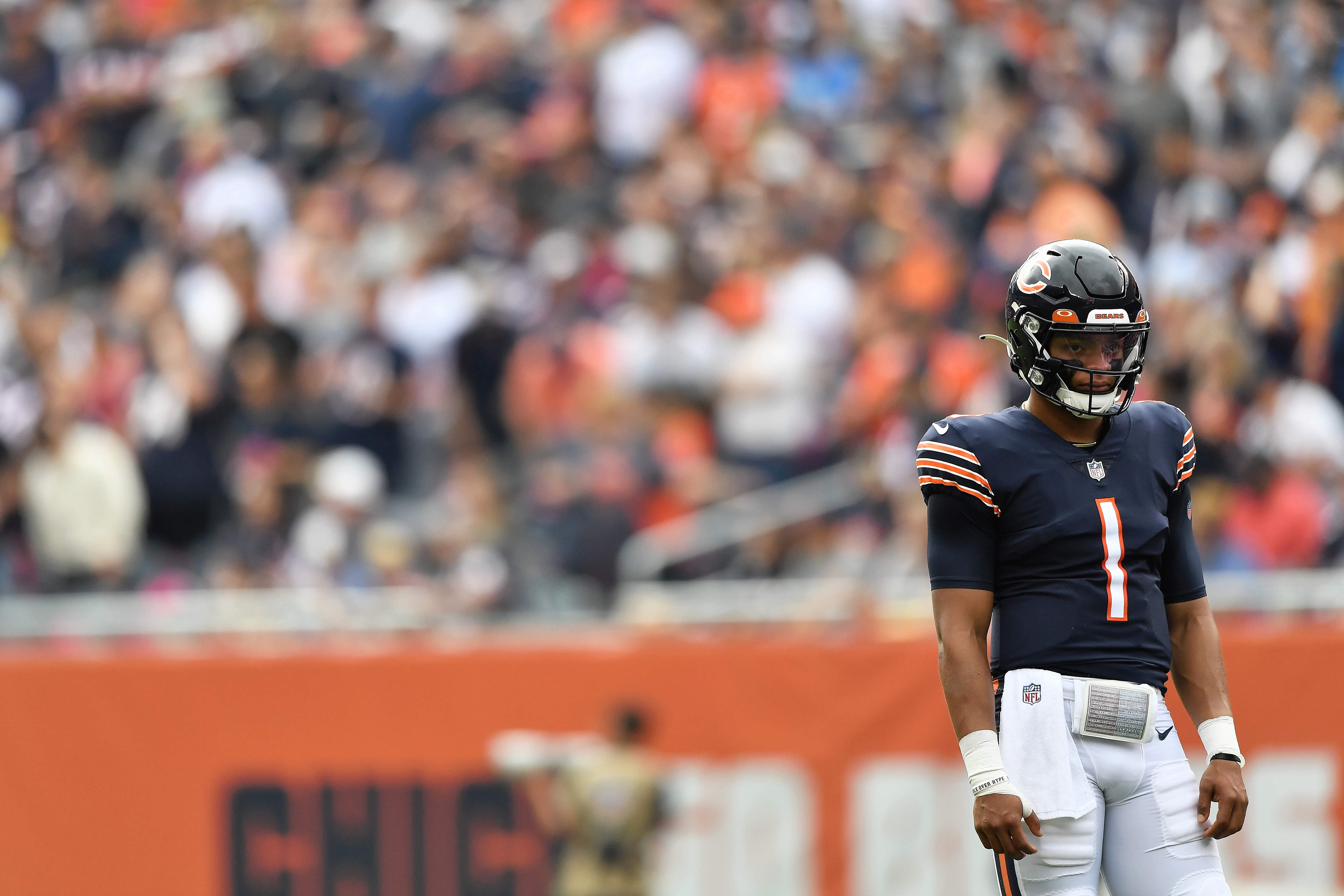 Chicago Bears rookie quarterback Justin Fields in October 2021.