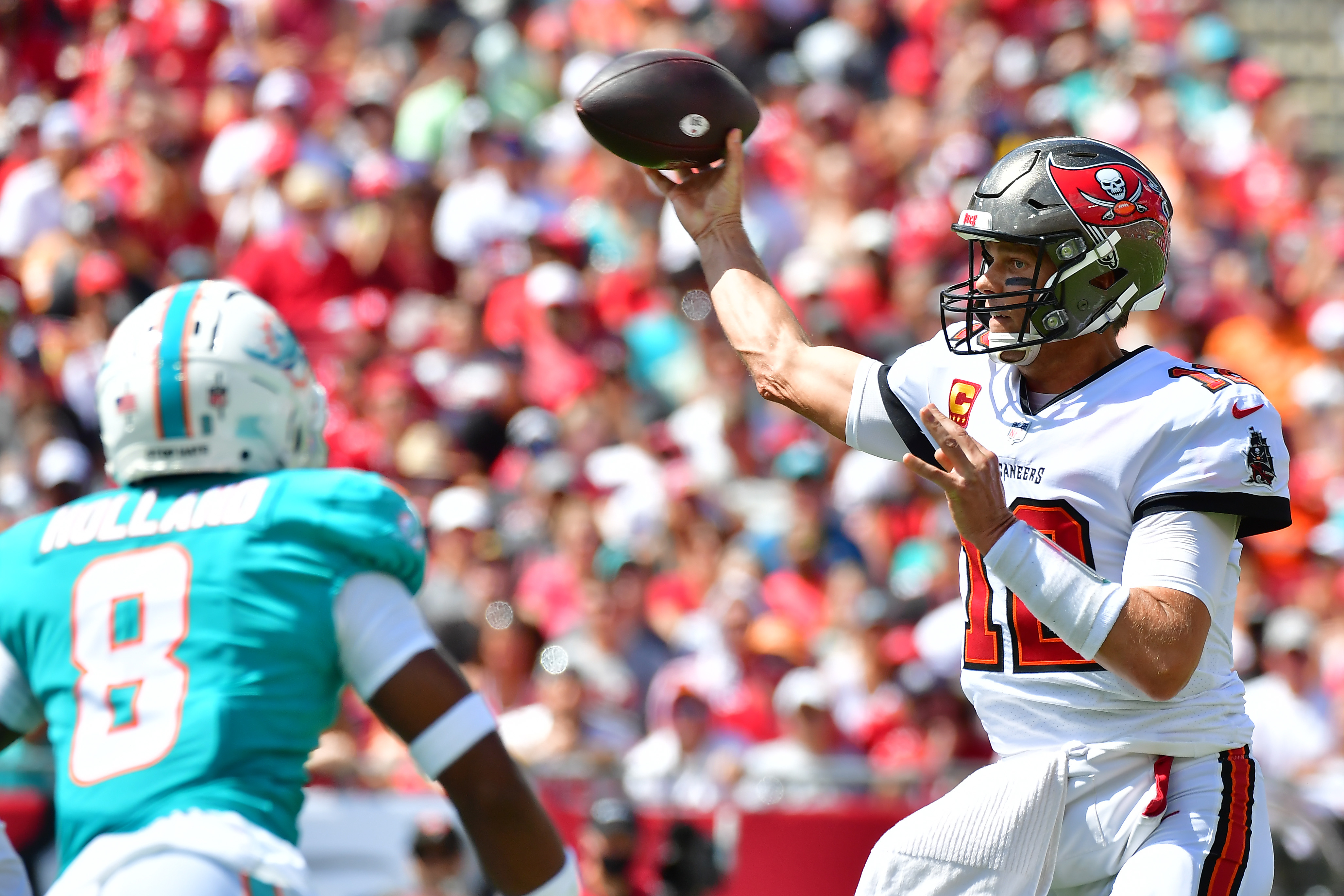 Buccaneers QB Tom Brady against the Dolphins in October 2021.