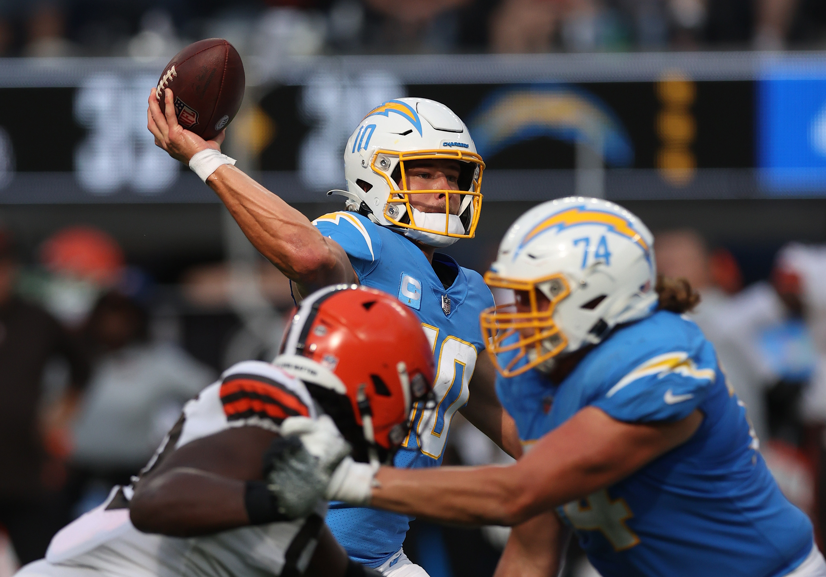 Chargers QB Justin Herbert against the Browns in October 2021.
