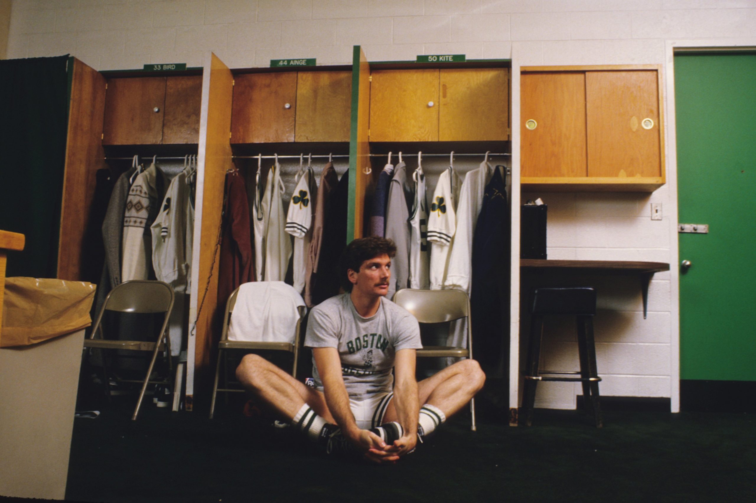 Greg Kite of the Boston Celtics in the locker room before a game on January 22, 1986.