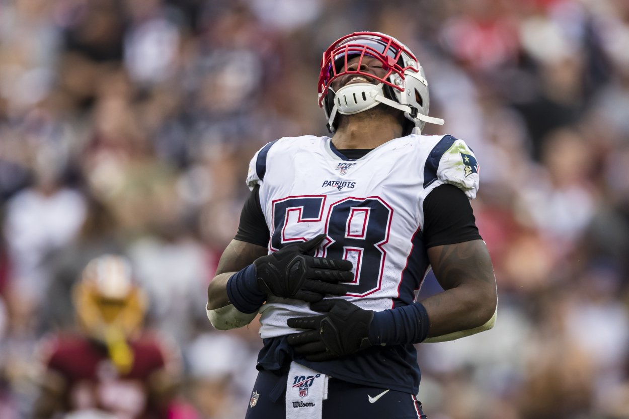 Jamie Collins of the New England Patriots celebrates.