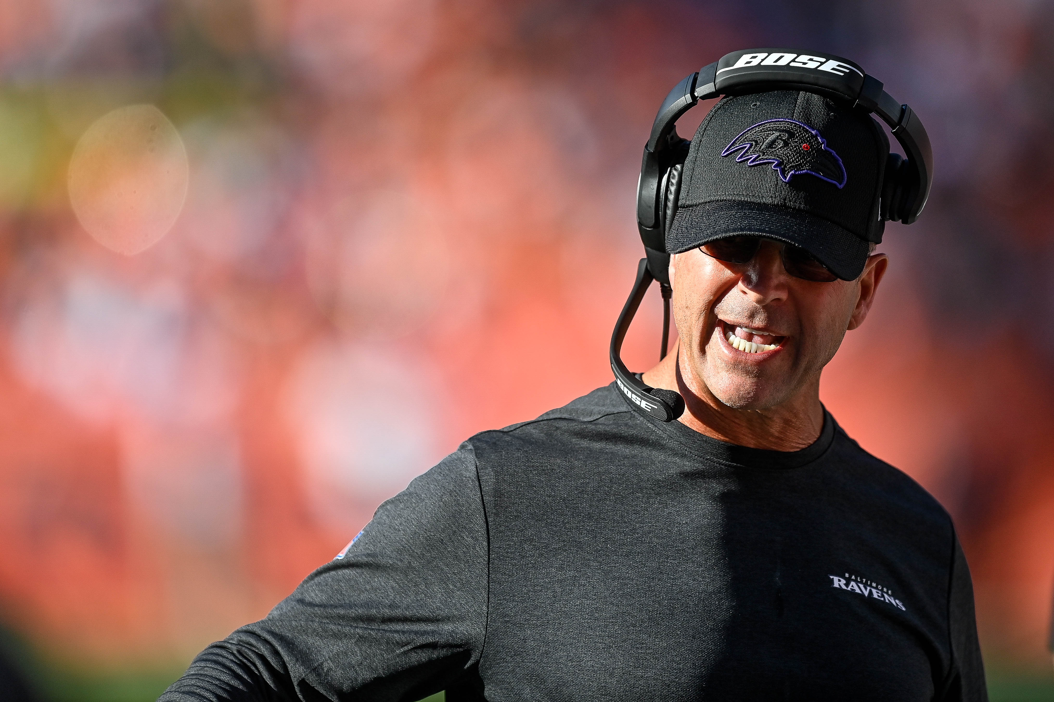 Baltimore Ravens coach John Harbaugh reacts during NFL game