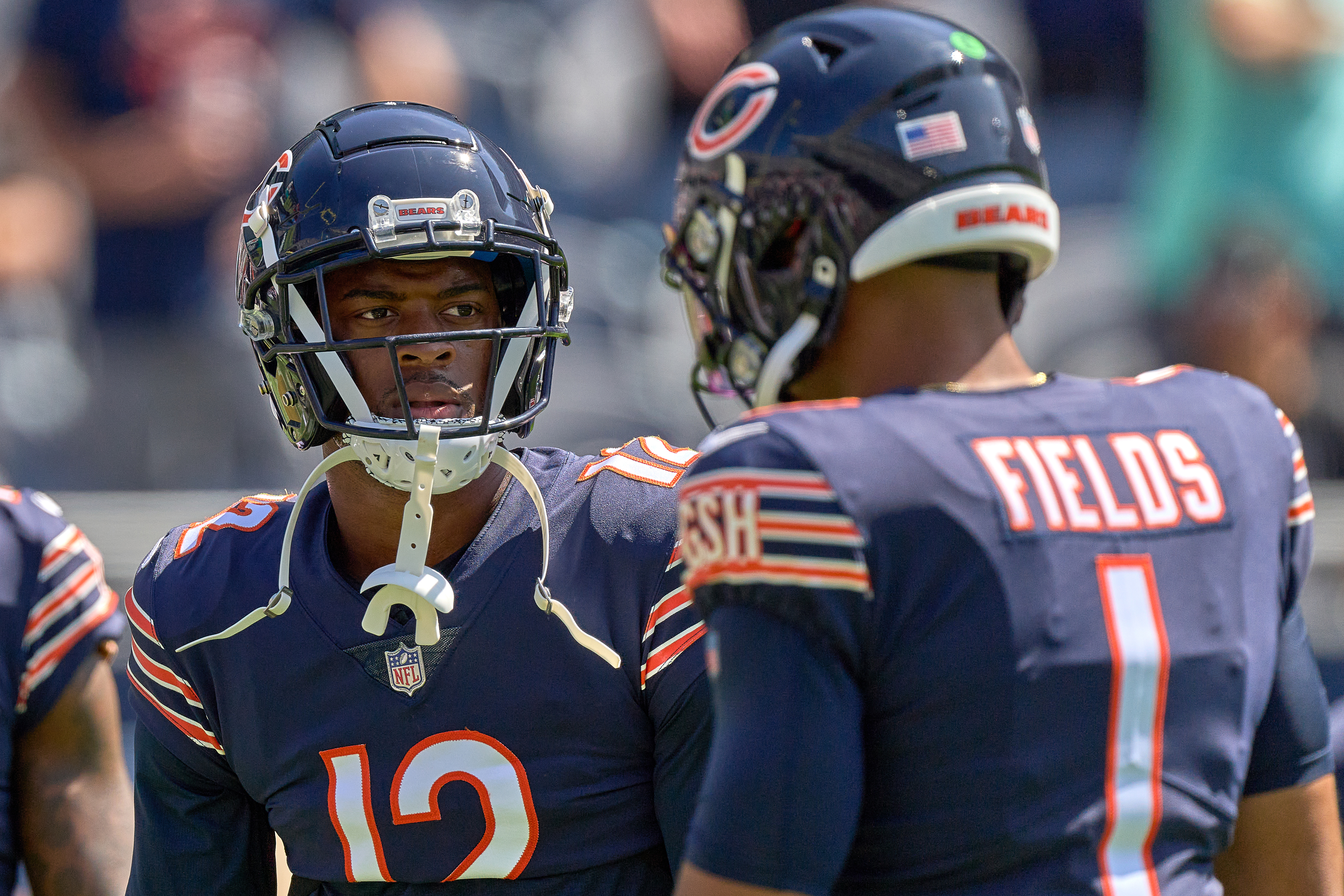 Bears QB Justin Fields talking to Allen Robinson II