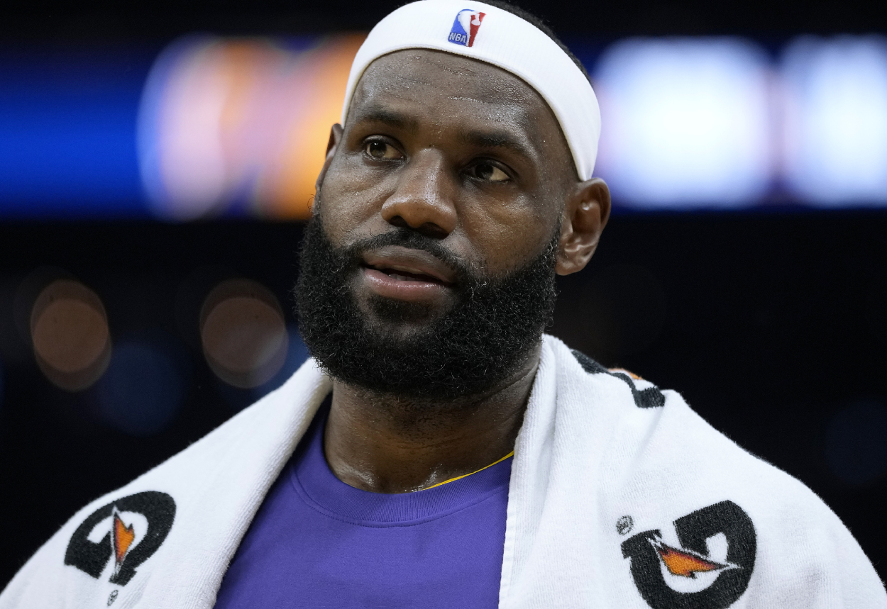 Los Angeles Lakers star LeBron James during a preseason game against the Golden State Warriors.