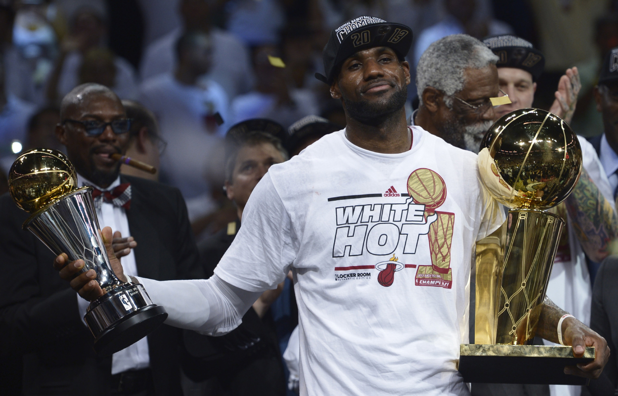 Former Heat and Cavs star LeBron James after winning his second NBA title in 2013.