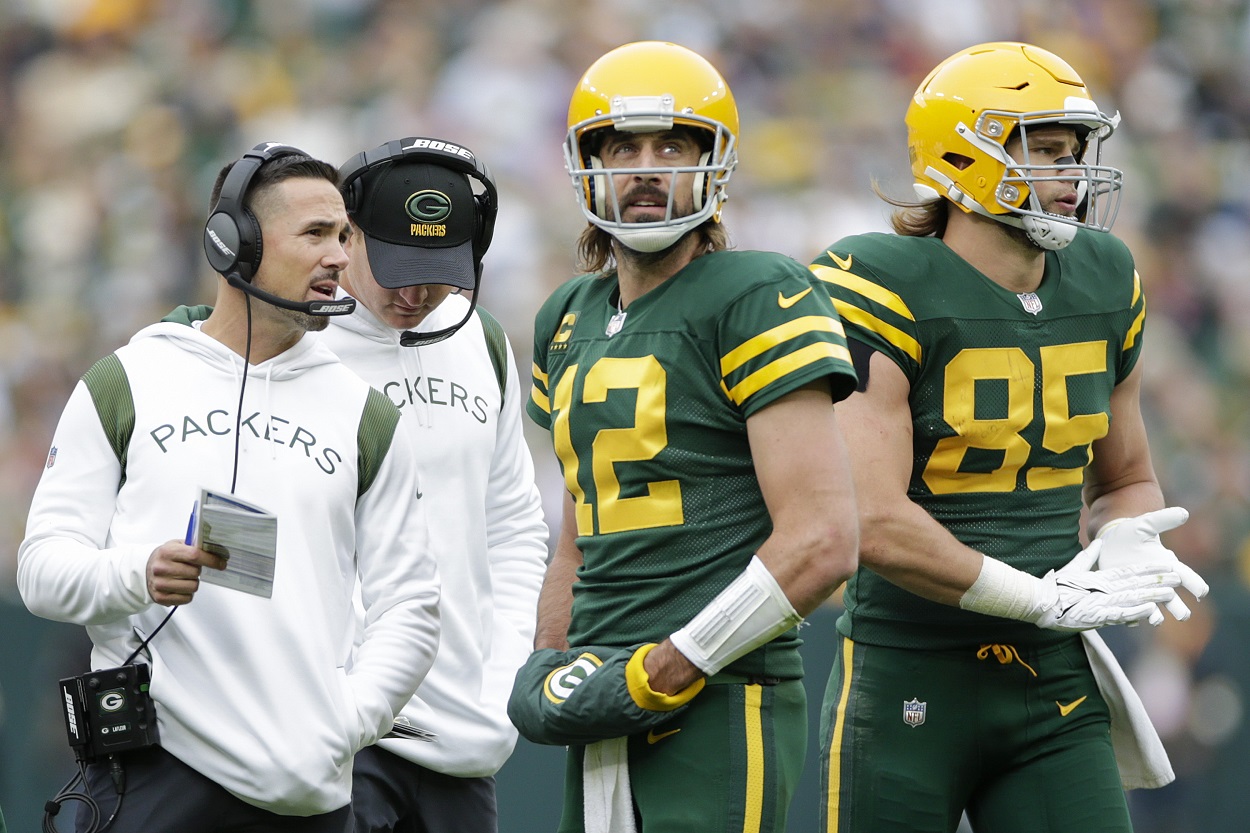 Matt LaFleur and Aaron Rodgers of the Green Bay Packers 