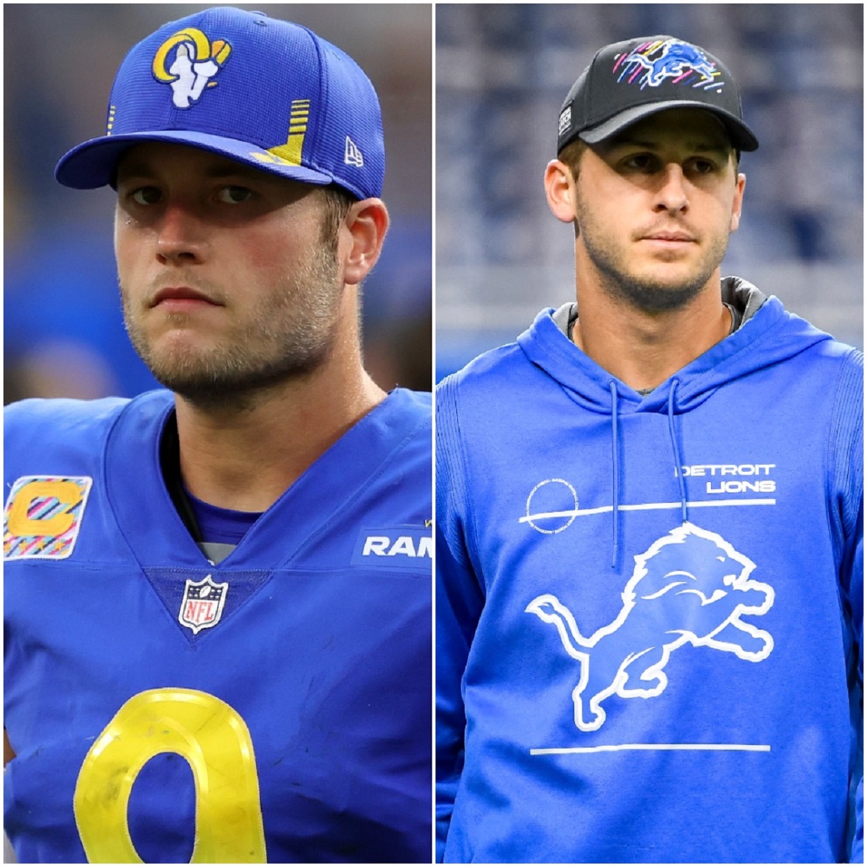 Matthew Stafford and Jared Goff side-by-side