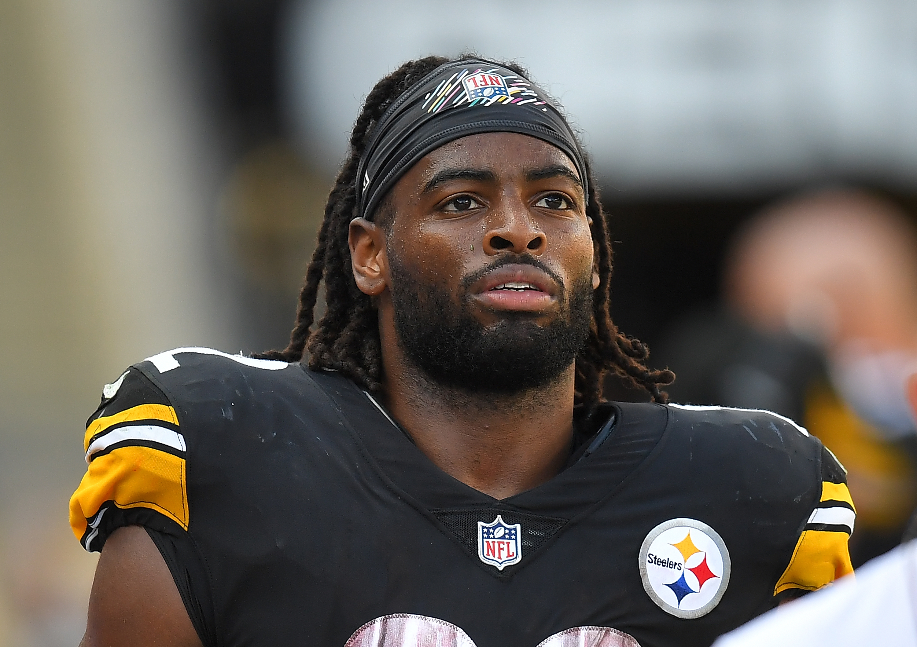 Steelers RB Najee Harris looks on during a game