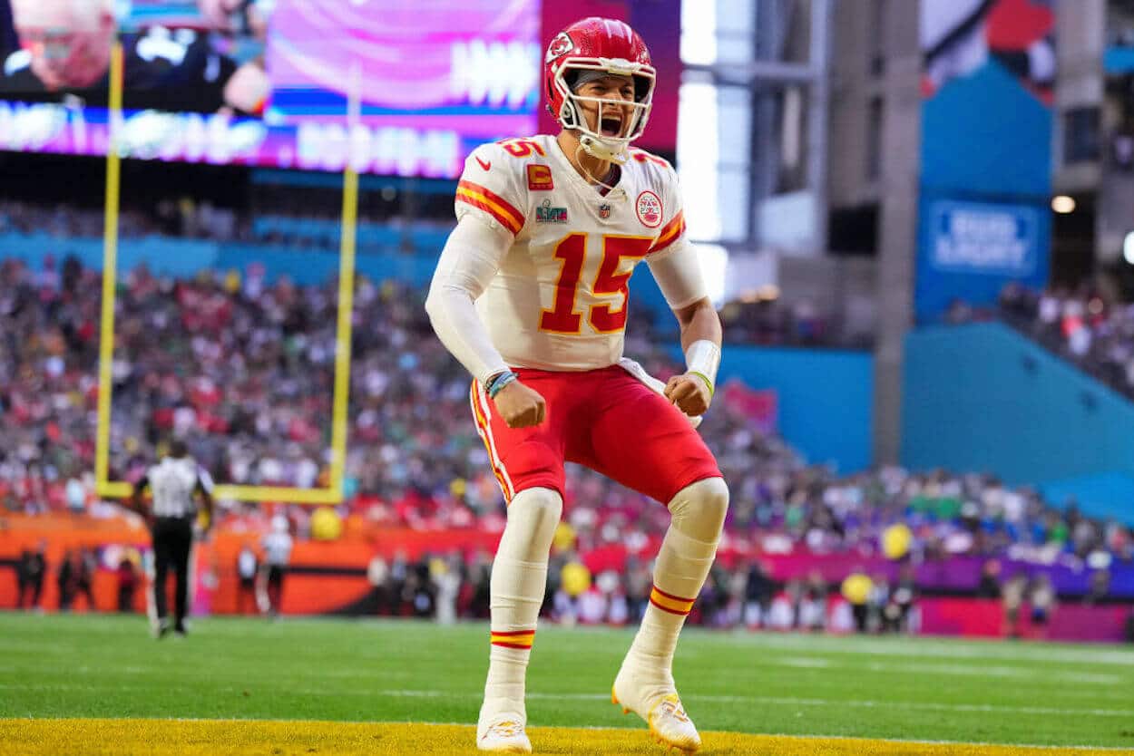 Kansas City Chiefs quarterback Patrick Mahomes during Super Bowl 57.