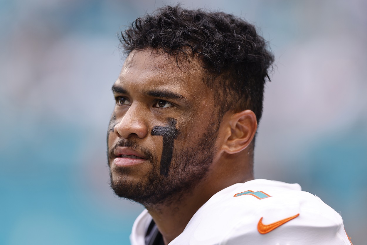 Quarteback Tua Tagovailoa of the Miami Dolphins during a game against the Atlanta Falcons