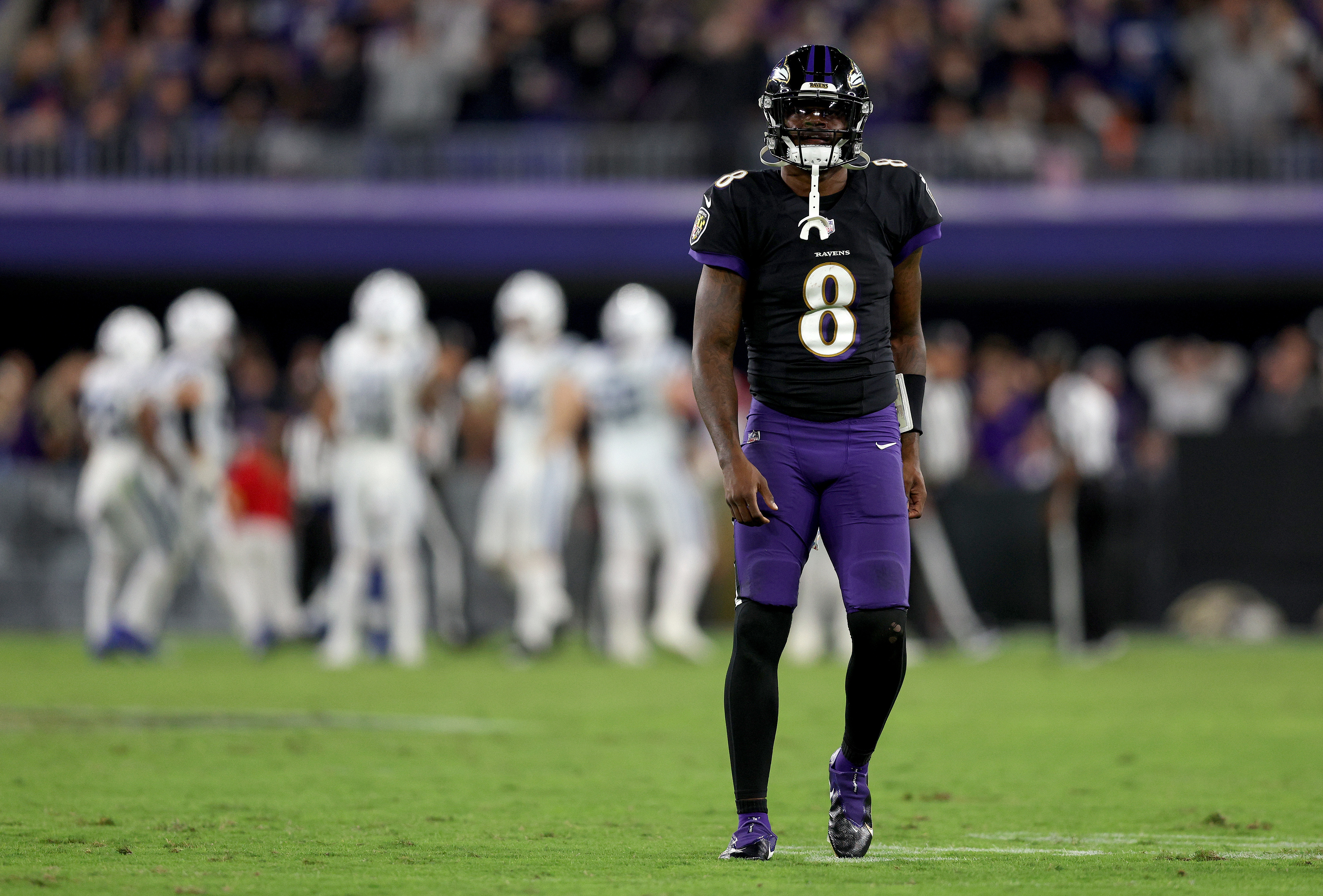 Ravens quarterback Lamar Jackson in action against the Colts