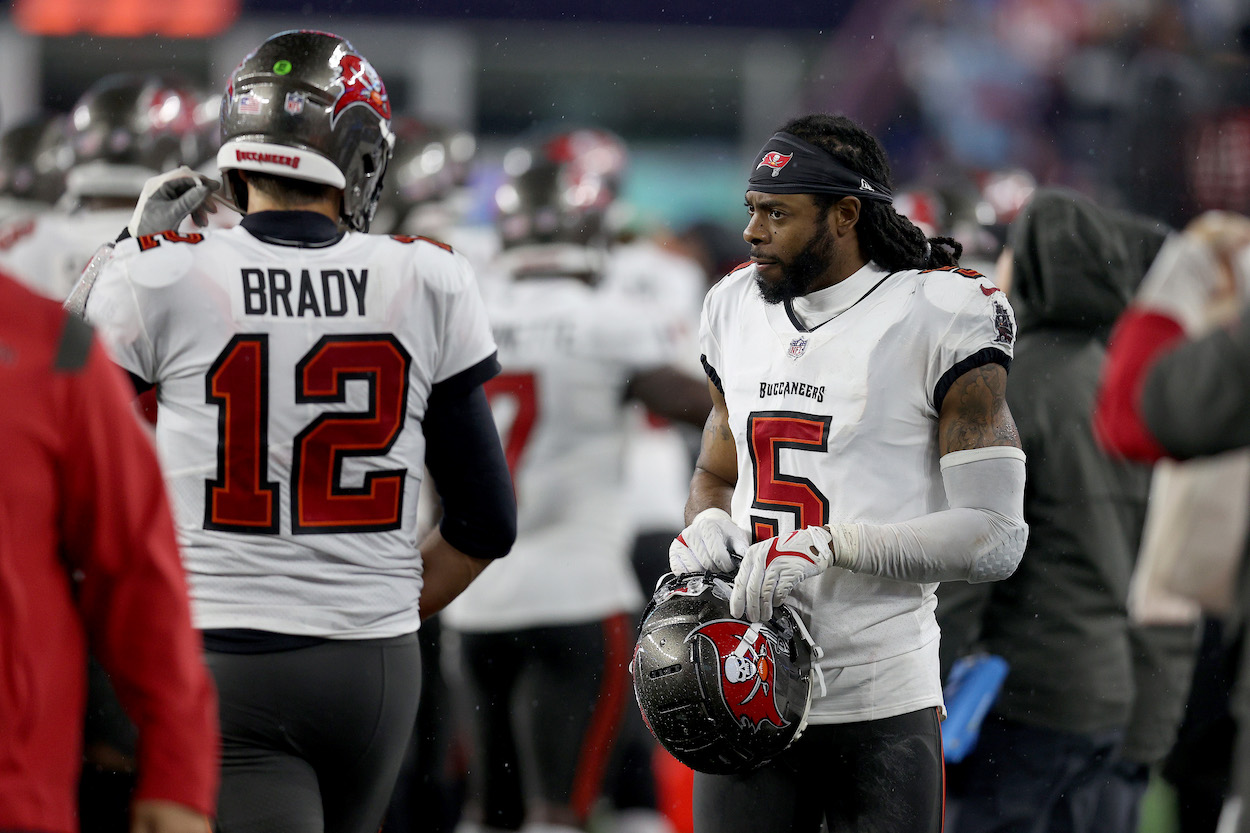 Richard Sherman and Tom Brady during Week 6.