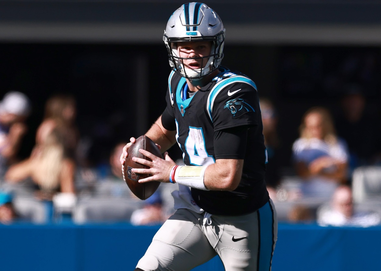 Carolina Panthers quarterback Sam Darnold in 2021.