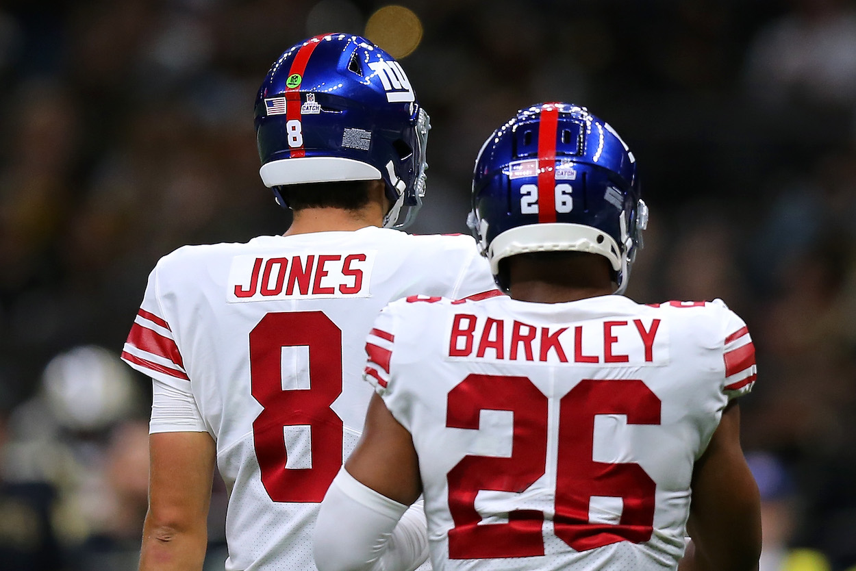 Saquon Barkley and Daniel Jones during the Giants' Week 4 game.