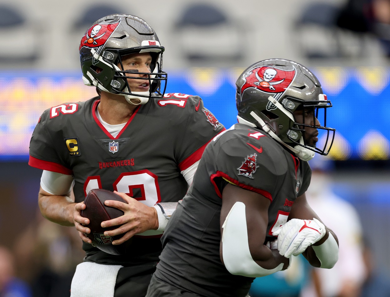 Tom Brady and Leonard Fournette of the Tampa Bay Buccaneers